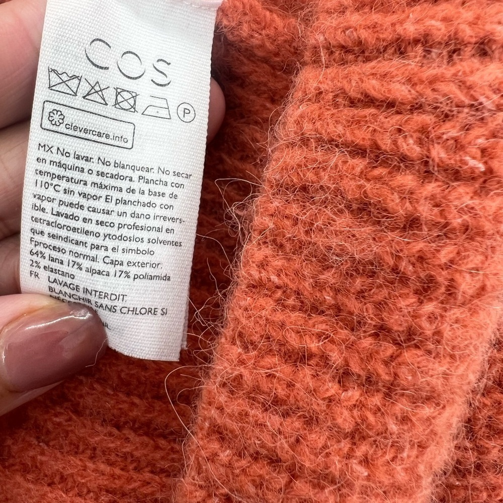 Cos Alpaca Wool Blend Mock Neck Soft Knitted Top Back Keyhole Sweater - Picture 6 of 8